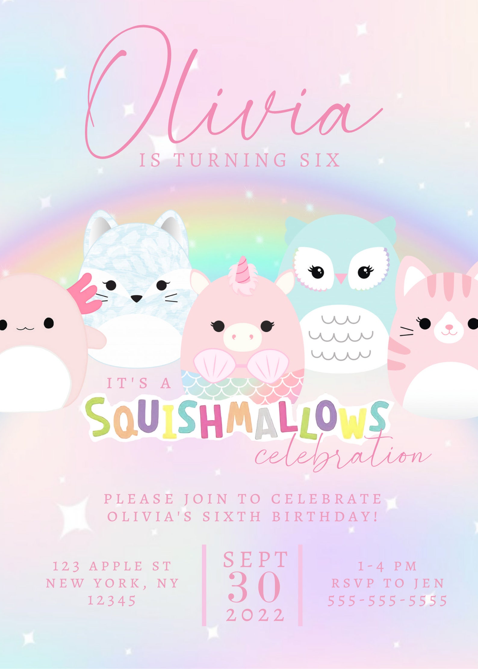 Squishmallow Birthday Invitation Template Free