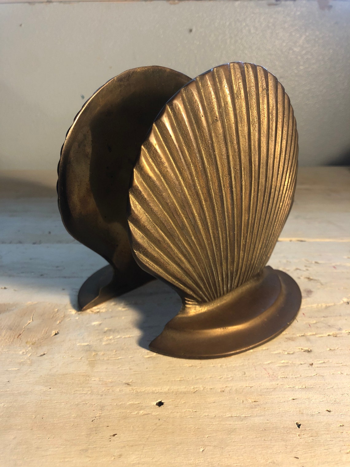 Vintage Brass Shell Bookends Etsy
