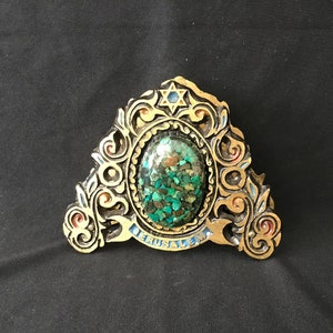 Vintage Israeli Jerusalem Brass Mail Holder, Napkin Holder