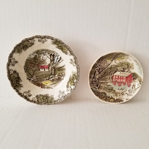 Lot of two Johnson Brothers Friendly Village collection plates