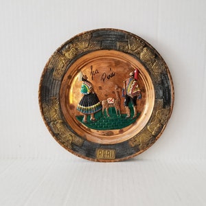 Peruvian copper and brass decorative plate