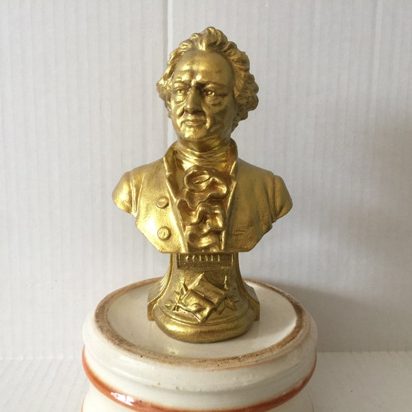 Bronze Büste von Johann Wolfgang von Goethe in Goldfarbe