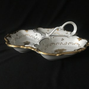 Vintage three-section porcelain serving tray, platter