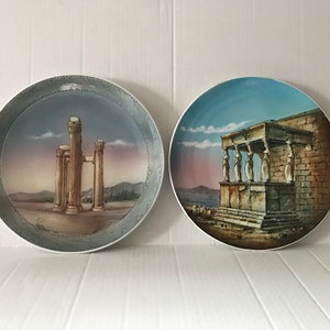 Lot of two Vintage Large Greek ceramic plates