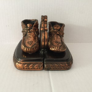 Pair of Baby Shoes Copper Bookends