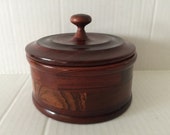 Handmade round wooden trinket Jewelry box with lid
