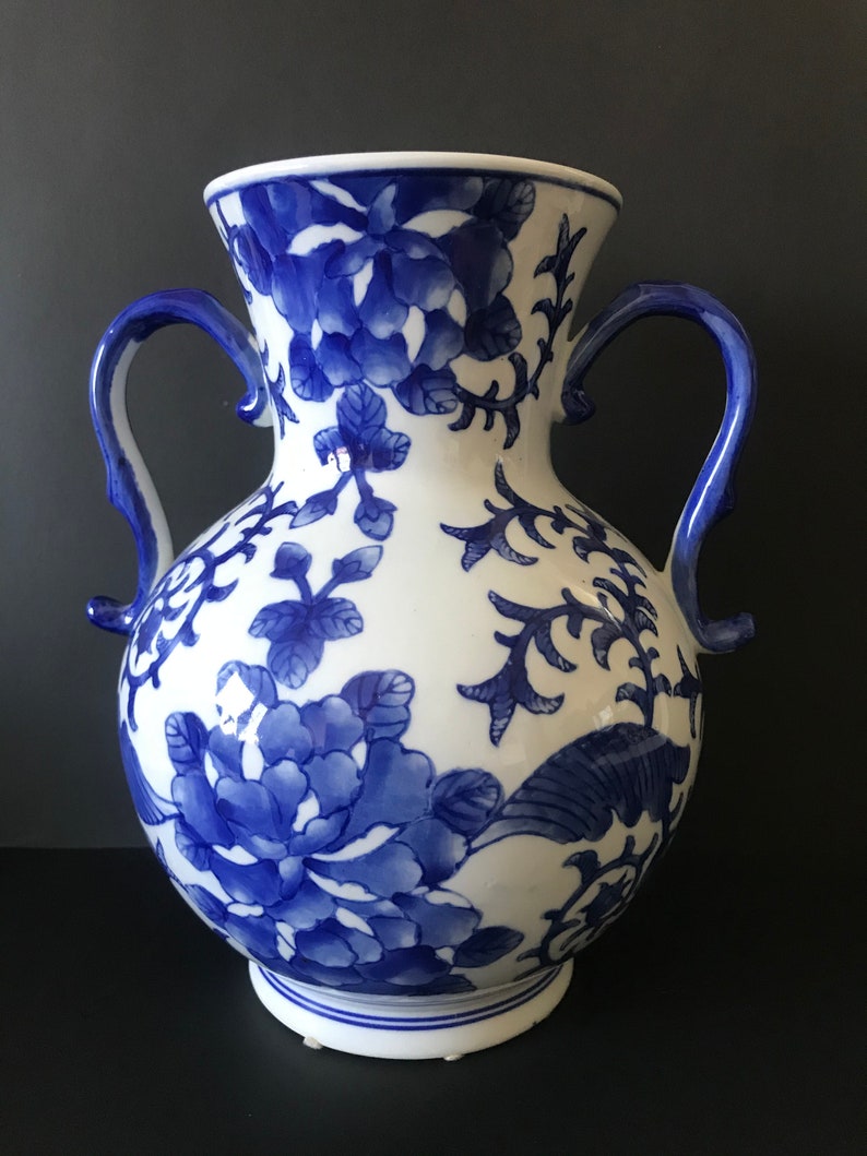 Bombay Company Blue and White Doubleear Porcelain Vase Etsy