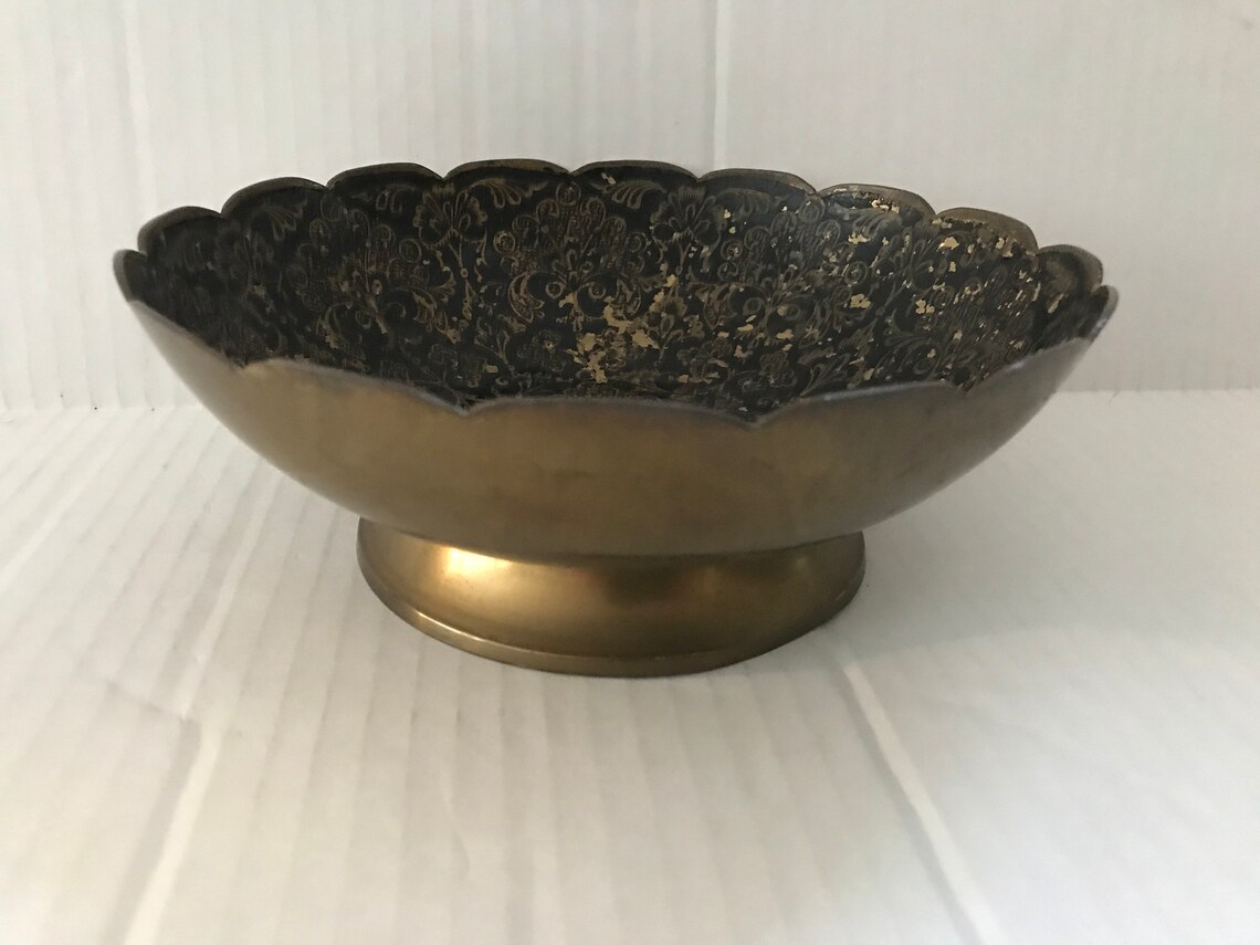 Engraved Brass Bowl Made in India Etsy