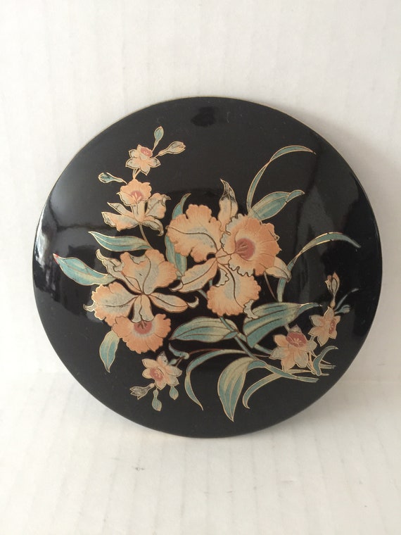 Vintage Black Porcelain Trinket / Jewelry Box - image 4