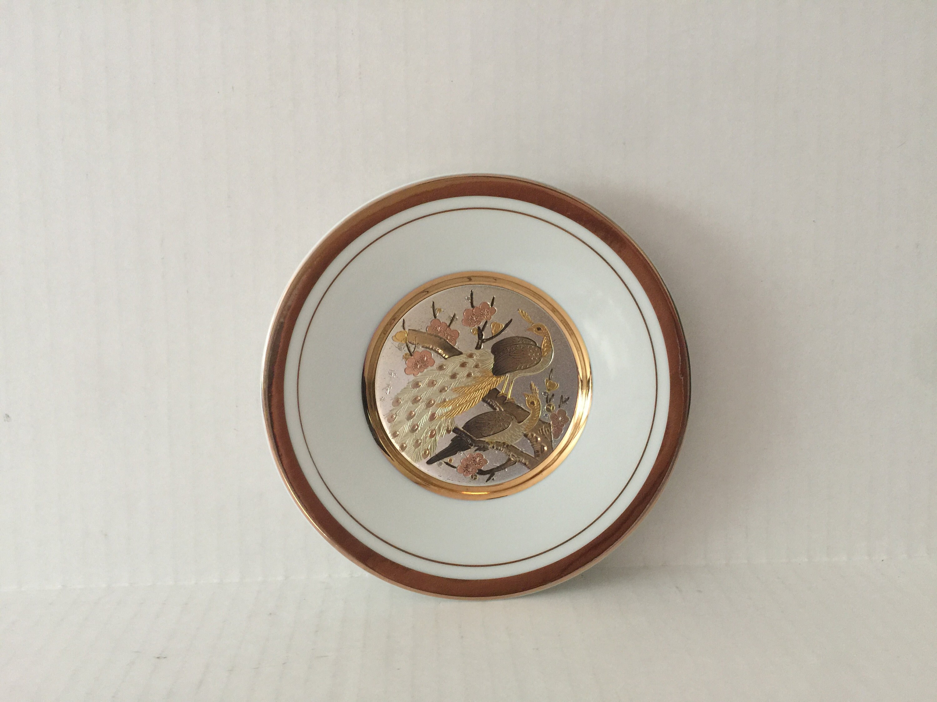 The art of Chokin Peacocks and Plum blossom Porcelain plate Etsy