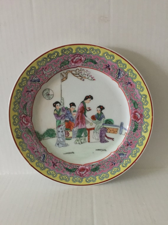 中国、中華民国時代の輸出用皿 中国輸出用女性像の絵磁器皿 - Etsy 日本