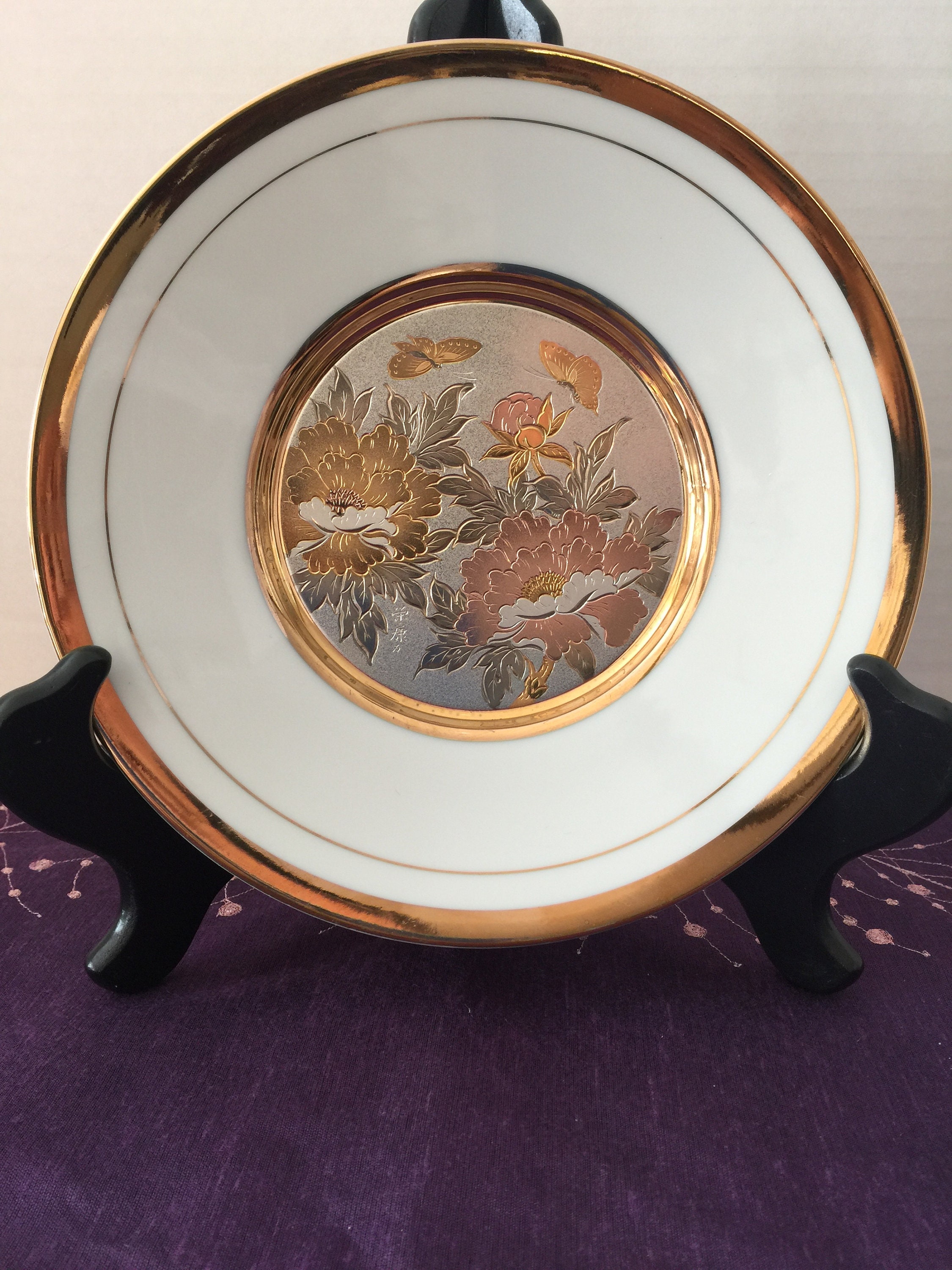 The Art Of Chokin Japanese 24K Gilded Gold Porcelain Plate Etsy