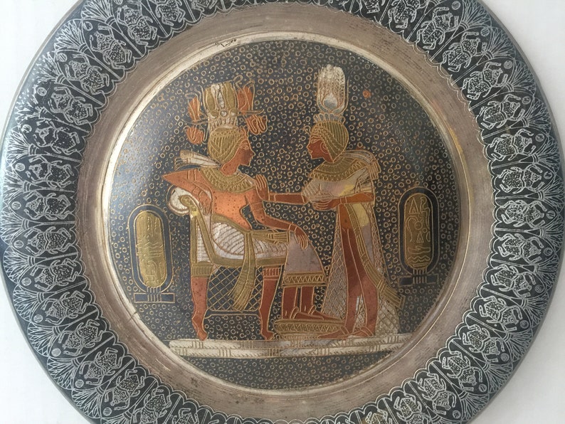 Vintage Egyptian Metal Plate, Wall Hanging Art Etsy