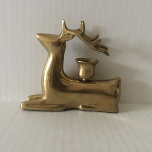 vintage brass deer Candlestick Holder