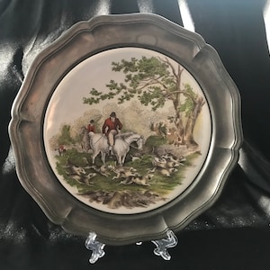 Vintage Hunting Fox tile Plate Wall Hanging