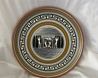 Hand-Painted Greek Decorative Plate, Ancient Greek Motif, Wall Art from Archangelos, Rhodes