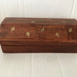 Indian Rosewood and Brass Inlay Jewelry Box