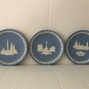 Lot of three Wedgwood Jasperware Christmas 1970, 1971, and 1974 plates