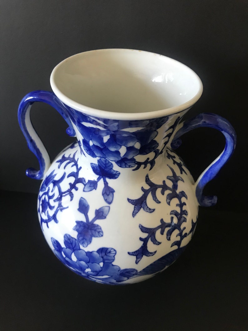 Bombay Company Blue and White Doubleear Porcelain Vase Etsy