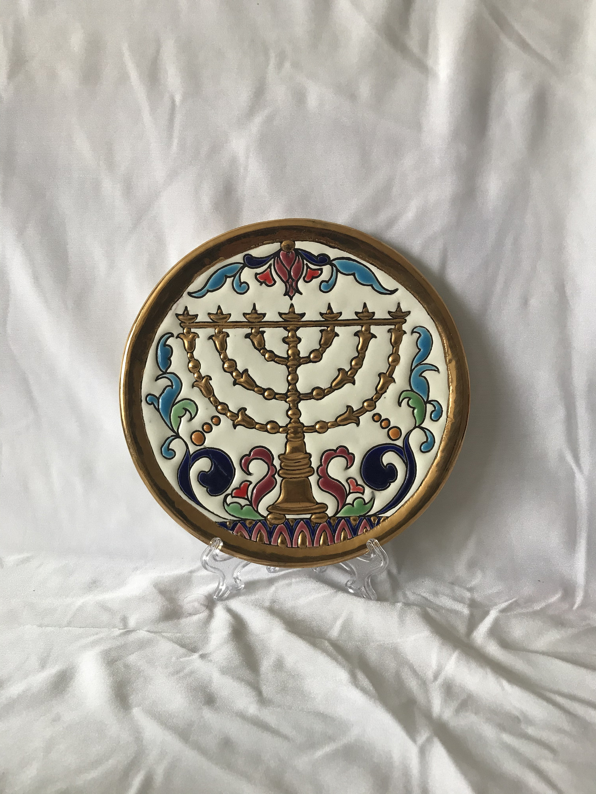 Vintage Hanukkah Menorah Ceramic Plate Etsy UK