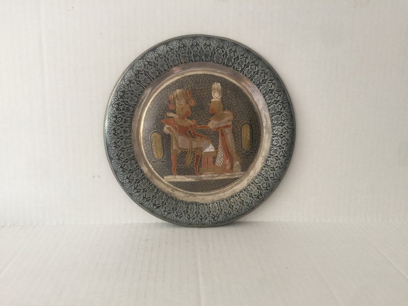 Vintage Egyptian Metal Plate, Wall Hanging Art Etsy