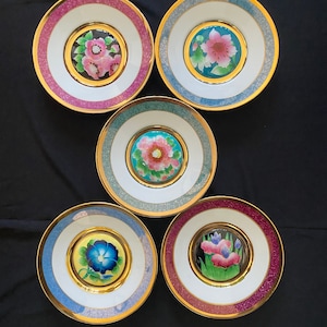 Lot of 5 Japanese Cloisonne Porcelain Plates