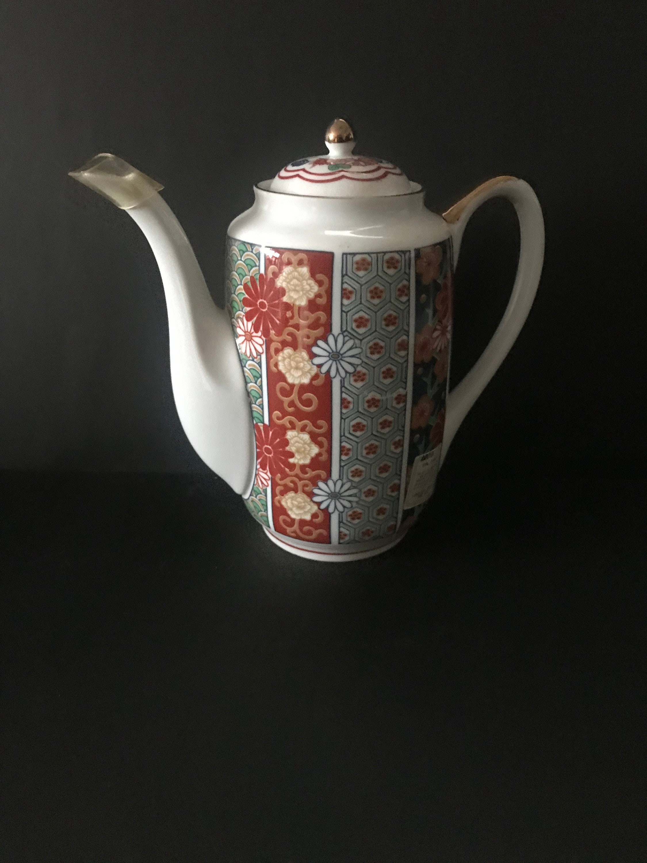Vintage Japanese Arita Imari Fan porcelain teapot Etsy