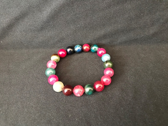 10mm Healing Multi-color Agate Beaded Bracelet 0046