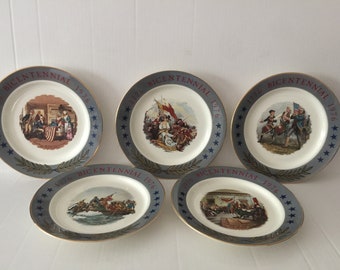set of five 1776-1976 bicentennial plates