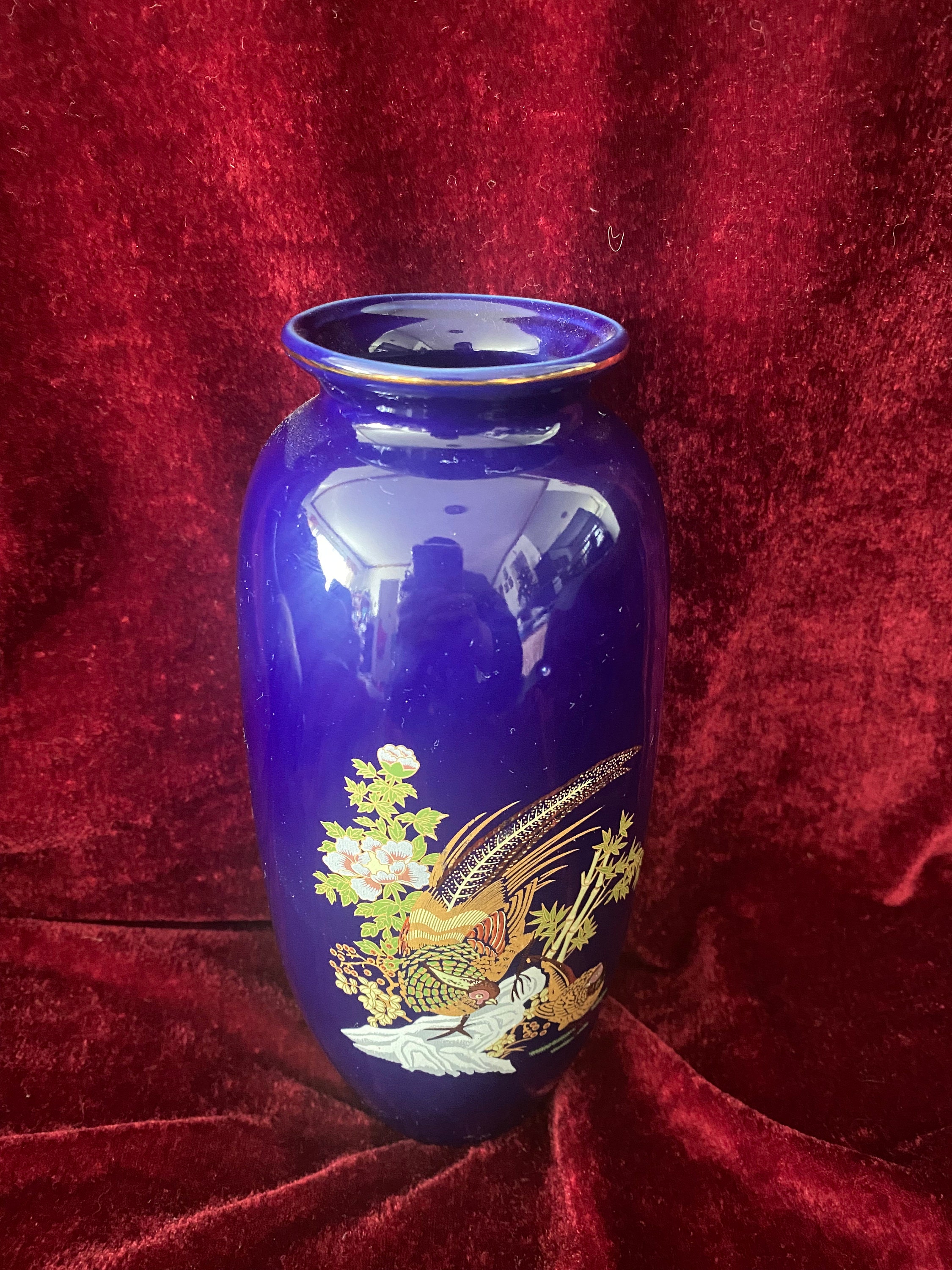 Vintage 2 Japanese Cobalt Blue Porcelain Vases - Etsy