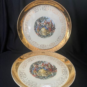 Lot of 2 Courting Couple Scene Porcelain plates