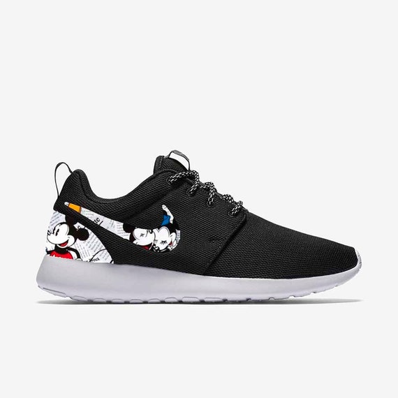 Mickey Mouse & Minnie Mouse Newspaper Custom Nike Roshe One NIKE ROSHE RUN LADIES PRINT TRAINERS SIZE 5.5 uk £7.00