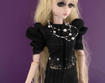 Black Metallic Pinstripe Powersuit Doll Clothing for 22" Doll Fits 60cm BJD 1/3