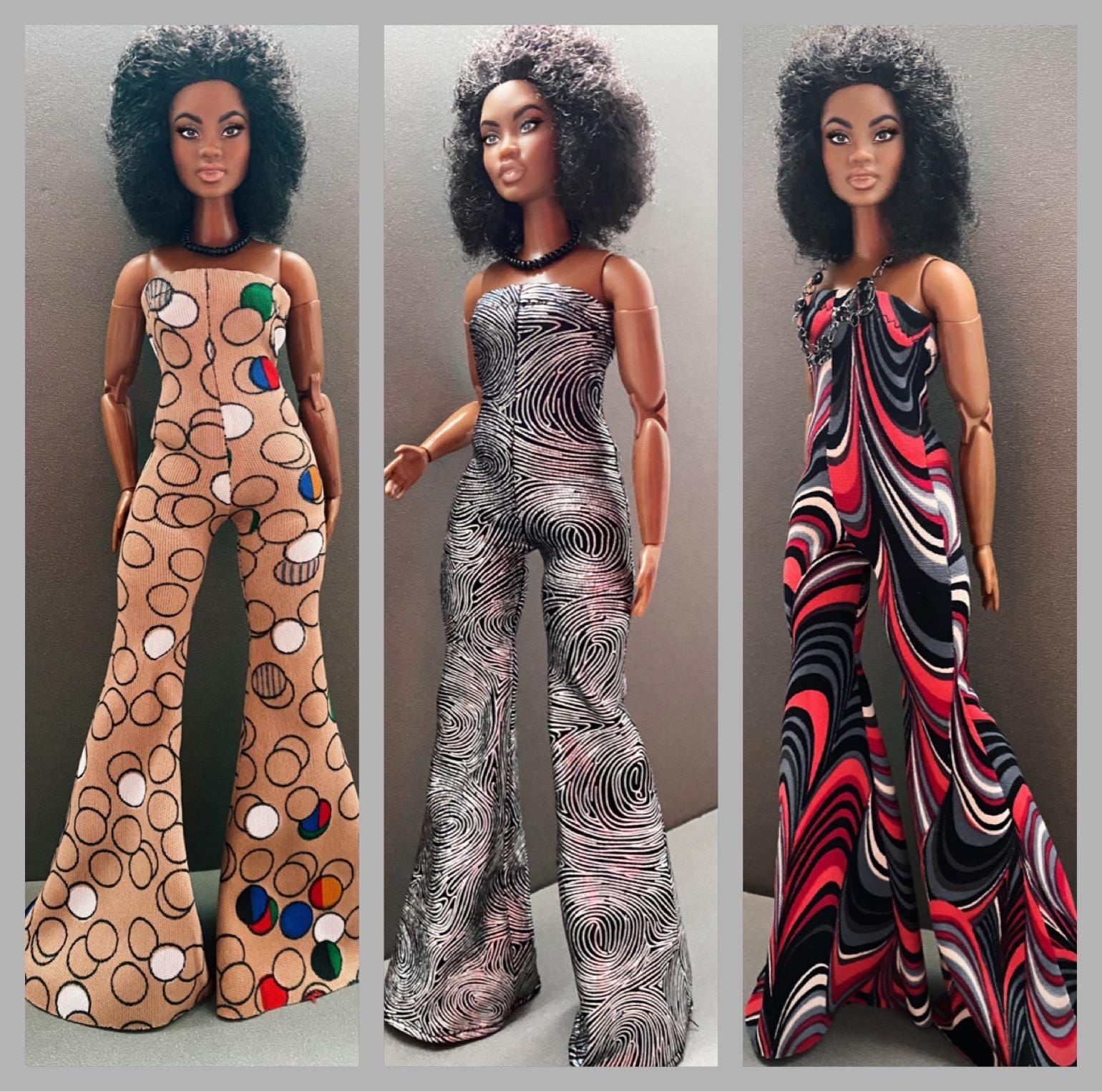Lounge Strapless Retro Jumpsuit Bundle Fits Mattel Curvy Barbie 11" Dolls
