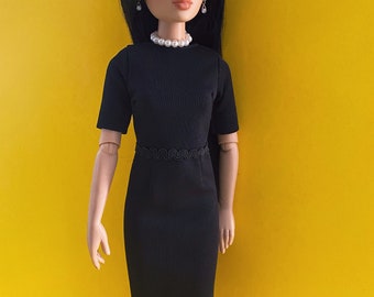 Black Knit Dress for 19”- 20” Doll Fits Lorifina
