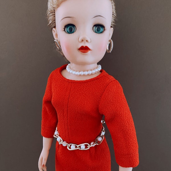 Red Knit Dress for 18” Doll Fits Miss Revlon