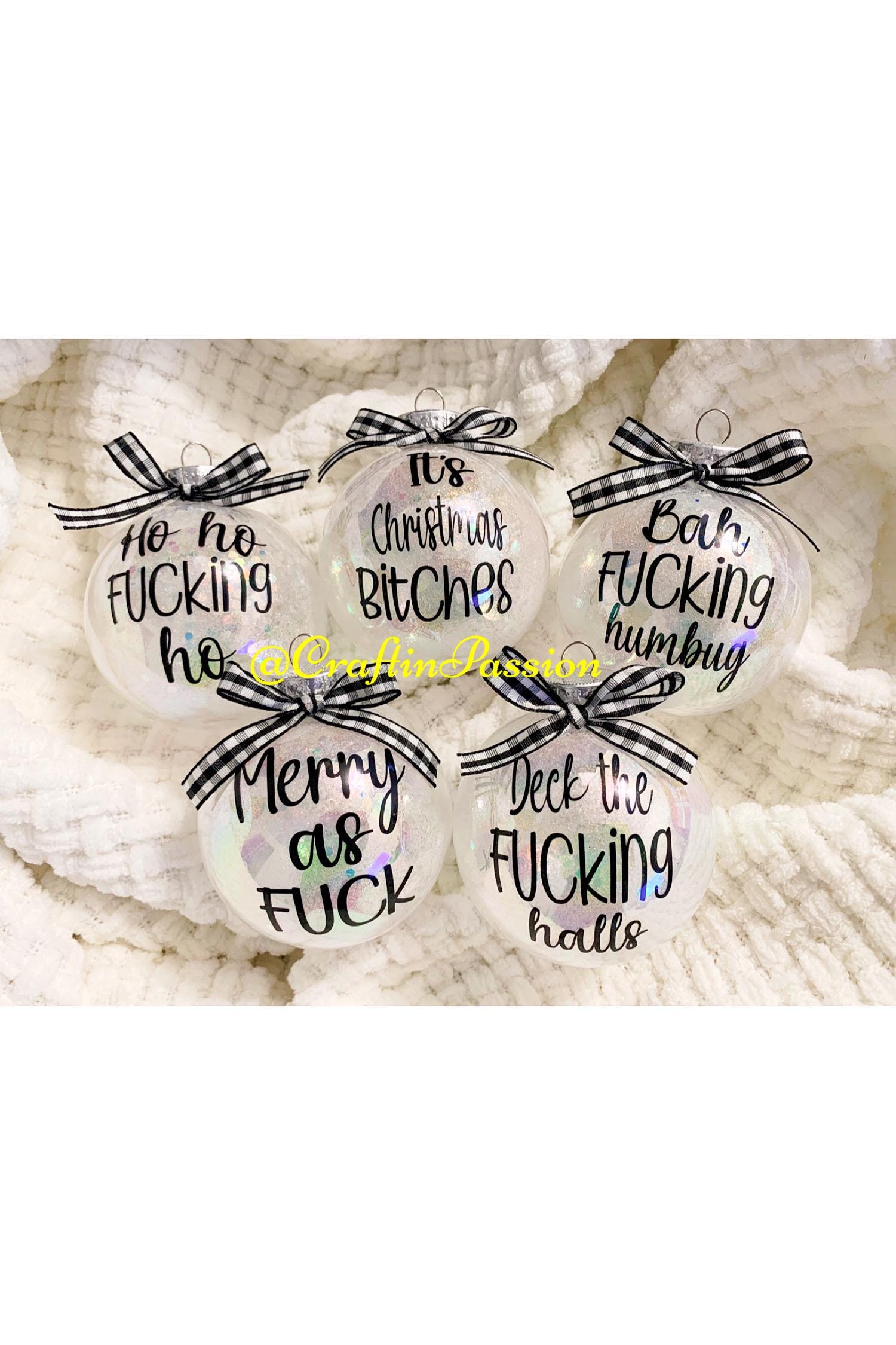 Funny Offensive ornaments / Swear Words / Secret Santa / Novelty Gift | Christmas Ornaments /Glitter ornaments