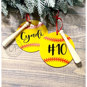 Personalized softball ornaments / Softball / Softball ornaments / Customized Christmas ornament