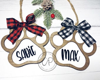 Paw print ornament / Cat ornament / Dog ornament / Personalized with pet name