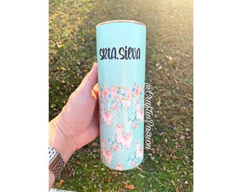 Llama tumbler / floral llama / personalized with name tumbler