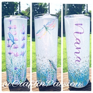 Dragon fly tumbler, personalized tumbler