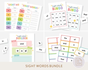 Sight Words Learning Bundle | Activity Pack Printable | Bingo Game | Kindergarten Writing Worksheets | Learning Fry's 100 First Words