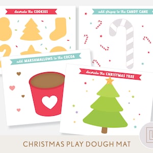 Christmas Holiday Winter Play Dough Mats Printable | Playdough Activity | Play Doh Prompts | Toddler Preschool Fine Motor Learning