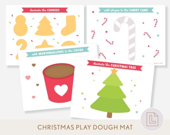 Christmas Holiday Winter Play Dough Mats Printable | Playdough Activity | Play Doh Prompts | Toddler Preschool Fine Motor Learning