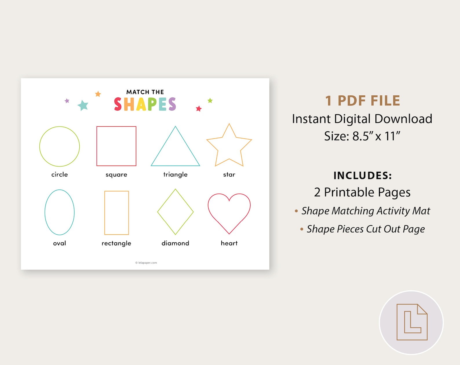 Shape Matching Activity Printable, Learning 2-D Shapes, Toddler ...