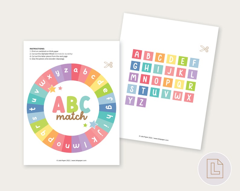 Rueda de coincidencia de alfabetos / Actividad de aprendizaje de letras / Mayúsculas minúsculas / Juego de jardín de infantes preescolar preescolar / Carpeta de libros ocupados / Educación en el hogar imagen 3