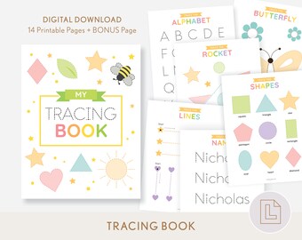 Prewriting Tracing Practice Book | Custom Name Tracing | Pre-writing Writing Worksheets | Alphabet Letters Numbers | Busy Learning Binder