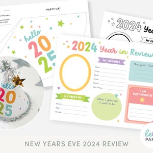 New Years Eve Time Capsule for Kids | 2024 Year in Review Printable | New Years Party Hat | Coloring Activity Memory Keepsake