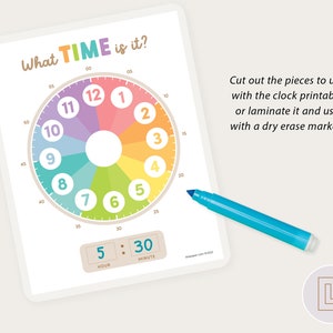 Learn to Tell Time Clock Activity Telling Time Printable What Time Is It Preschool Kindergarten Busy Binder image 3