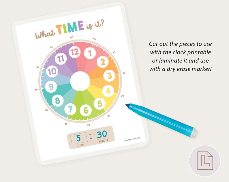 Learn to Tell Time Clock Activity Telling Time Printable What Time Is It Preschool Kindergarten Busy Binder image 3